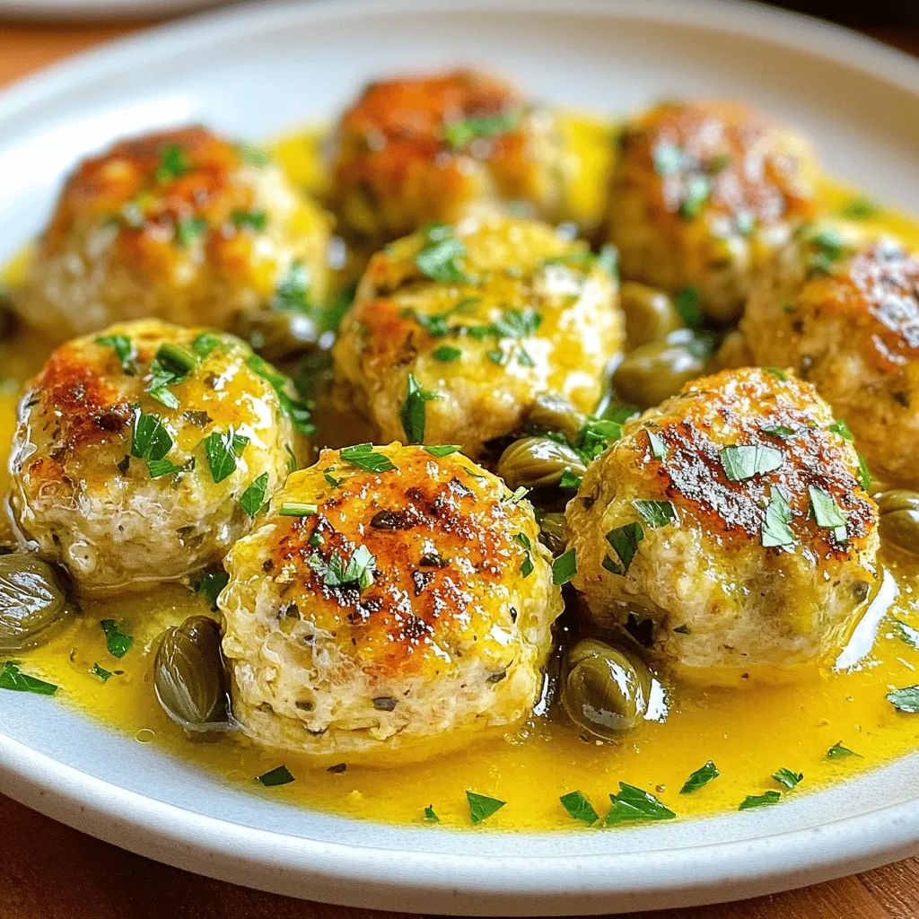 Savory Chicken Meatballs with Zesty Piccata Sauce
