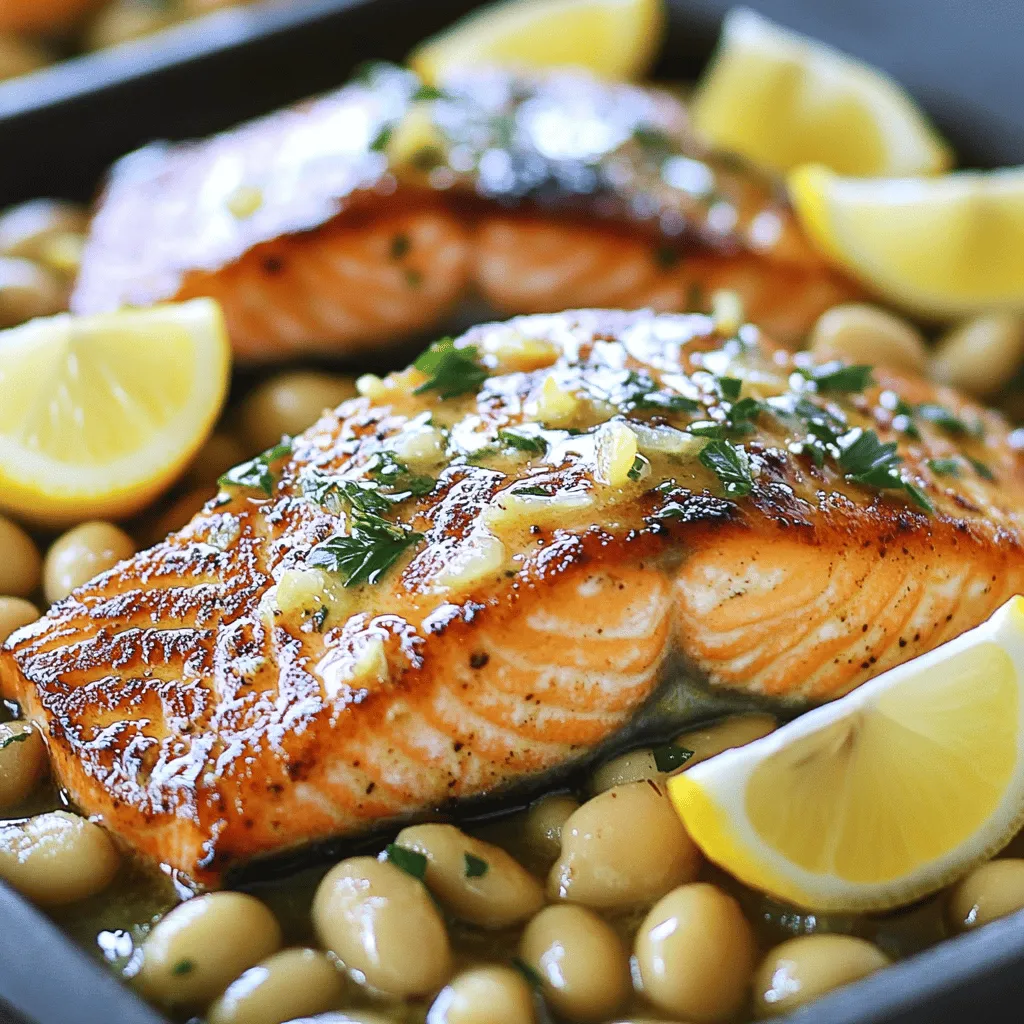 Garlic Butter Salmon and Lemon White Beans Delight
