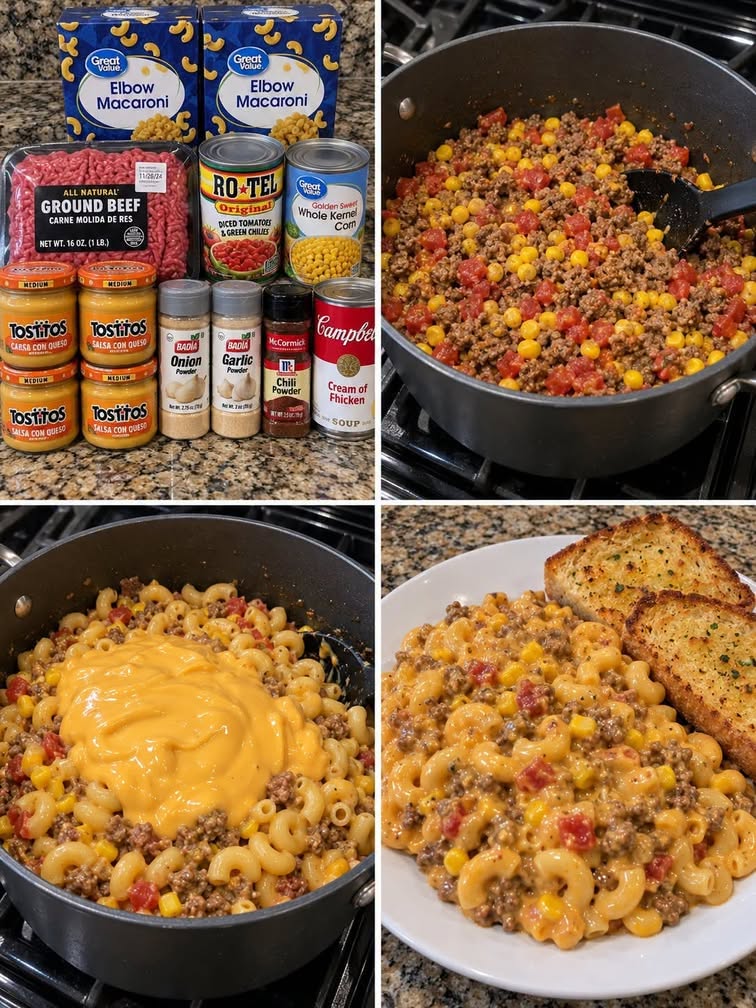 Easy Western Macaroni with Ground Beef and Cheese Delight