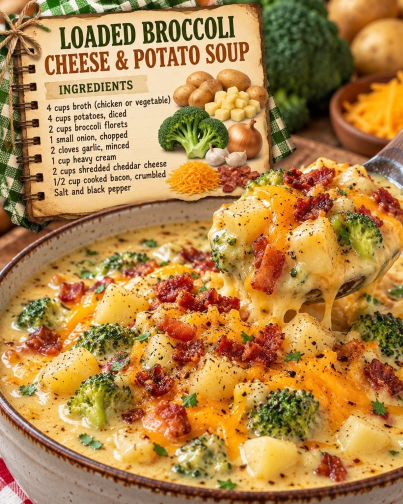 Creamy Loaded Broccoli Cheese & Potato Soup Recipe