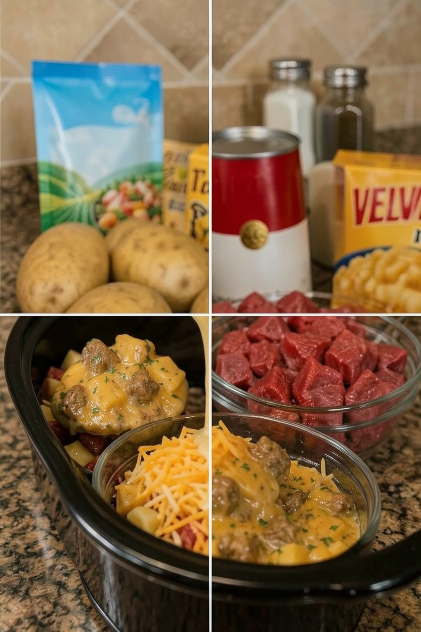 Easy Cheesy Ranch Beef and Potatoes in a Slow Cooker