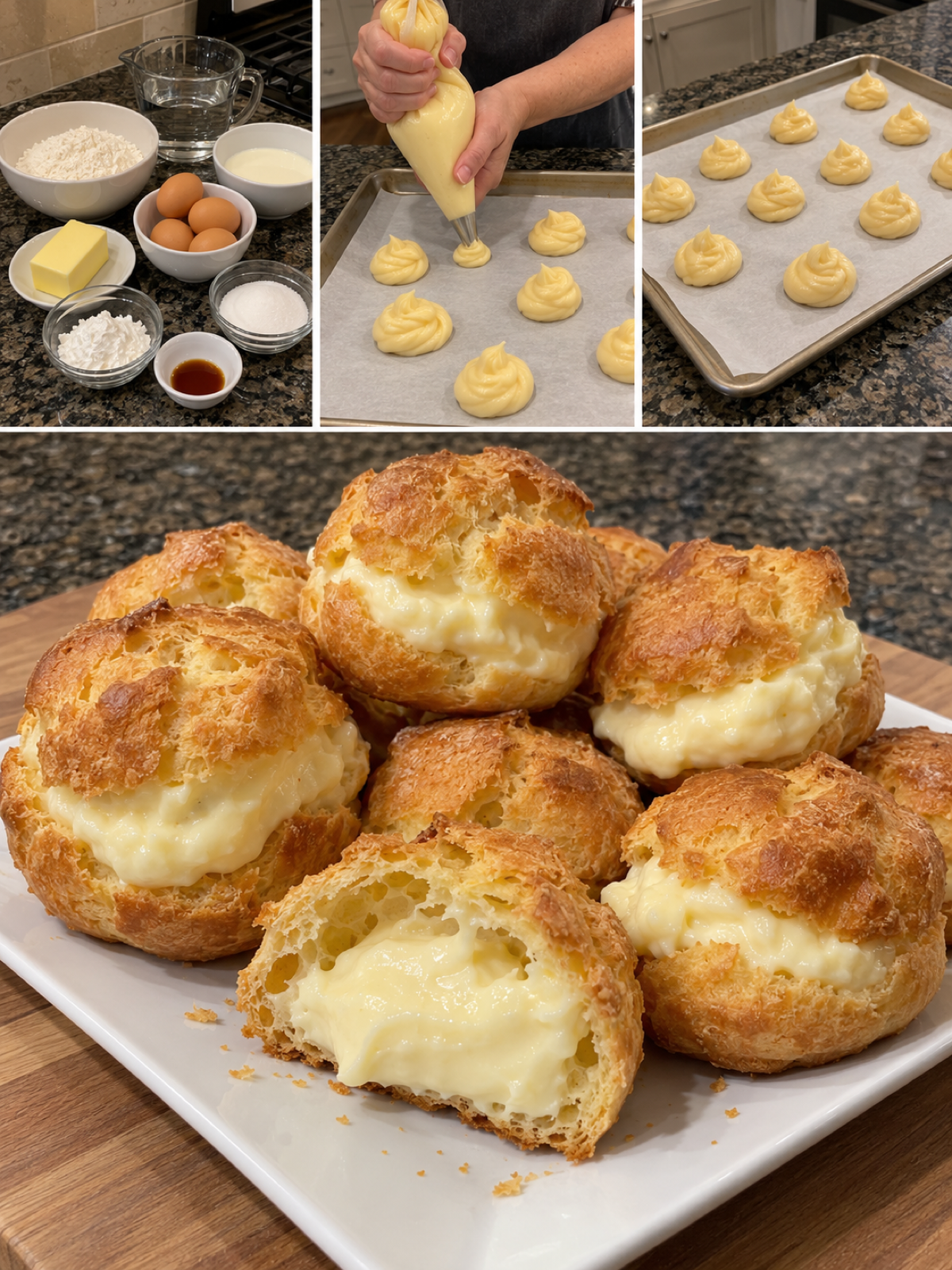 Easy Homemade Cream Puffs With Rich Vanilla Custard
