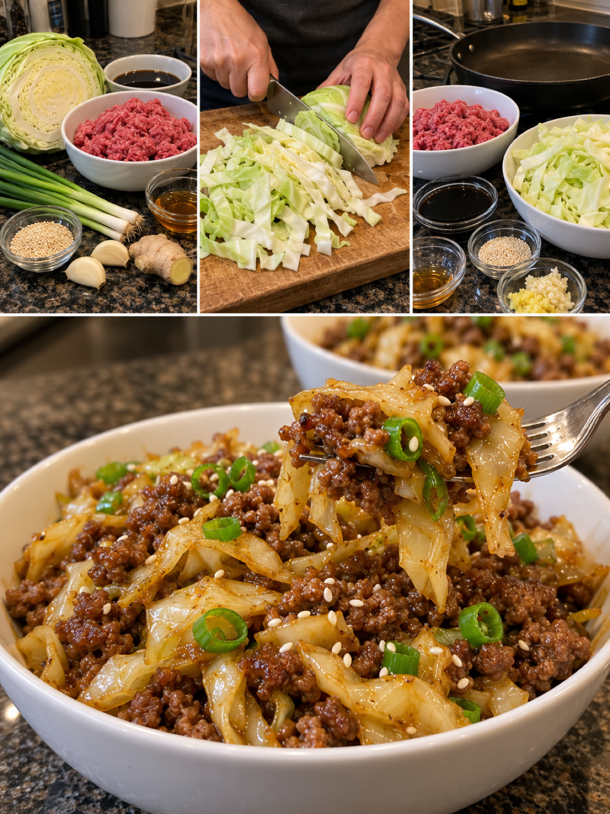 Easy Low-Carb Mongolian Ground Beef and Cabbage Recipe