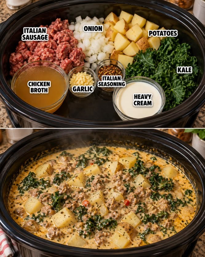 Creamy Tuscan Sausage & Kale Potato Soup - Hearty and Delicious