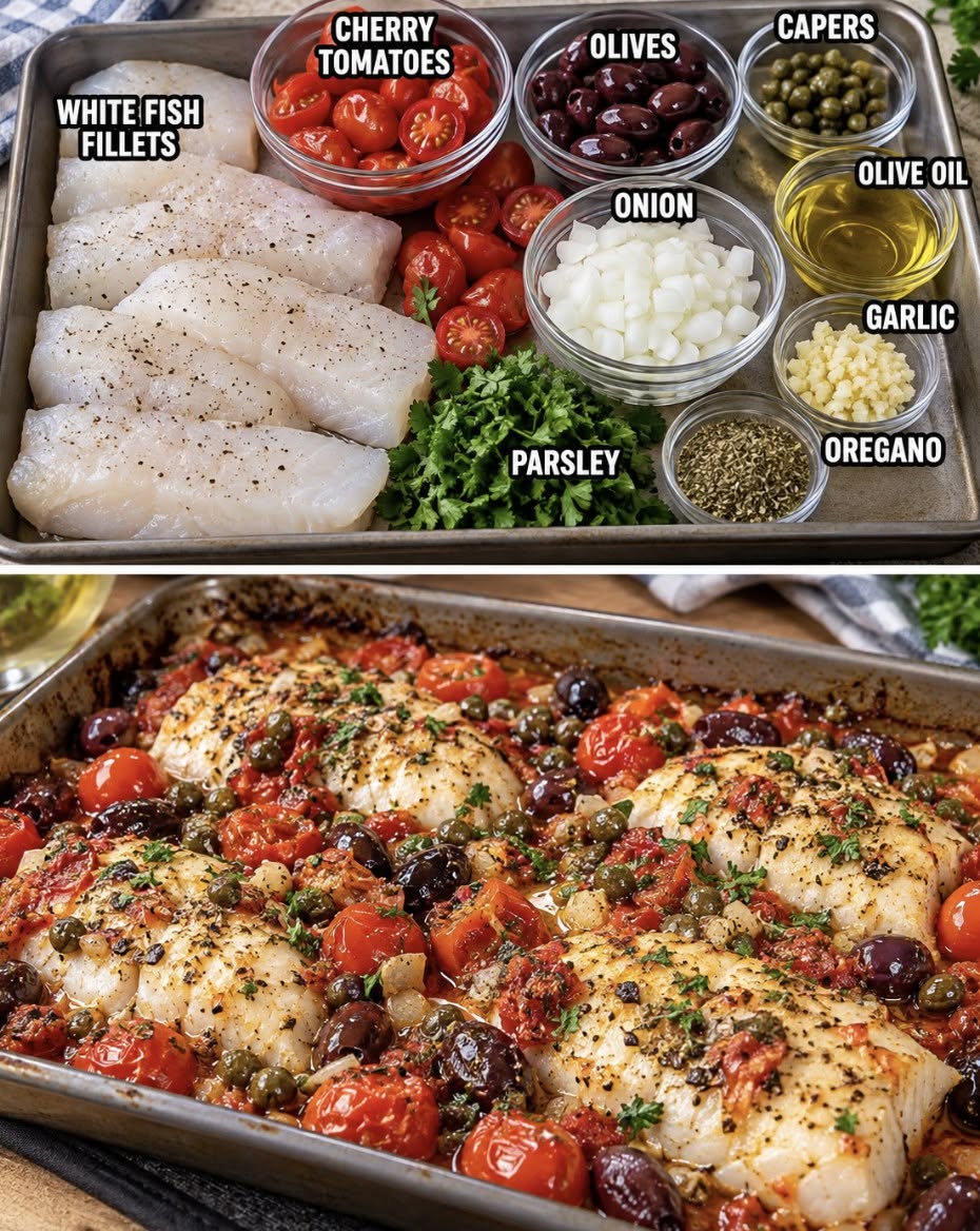 Easy Puttanesca Fish Tray Bake with Mediterranean Flavors