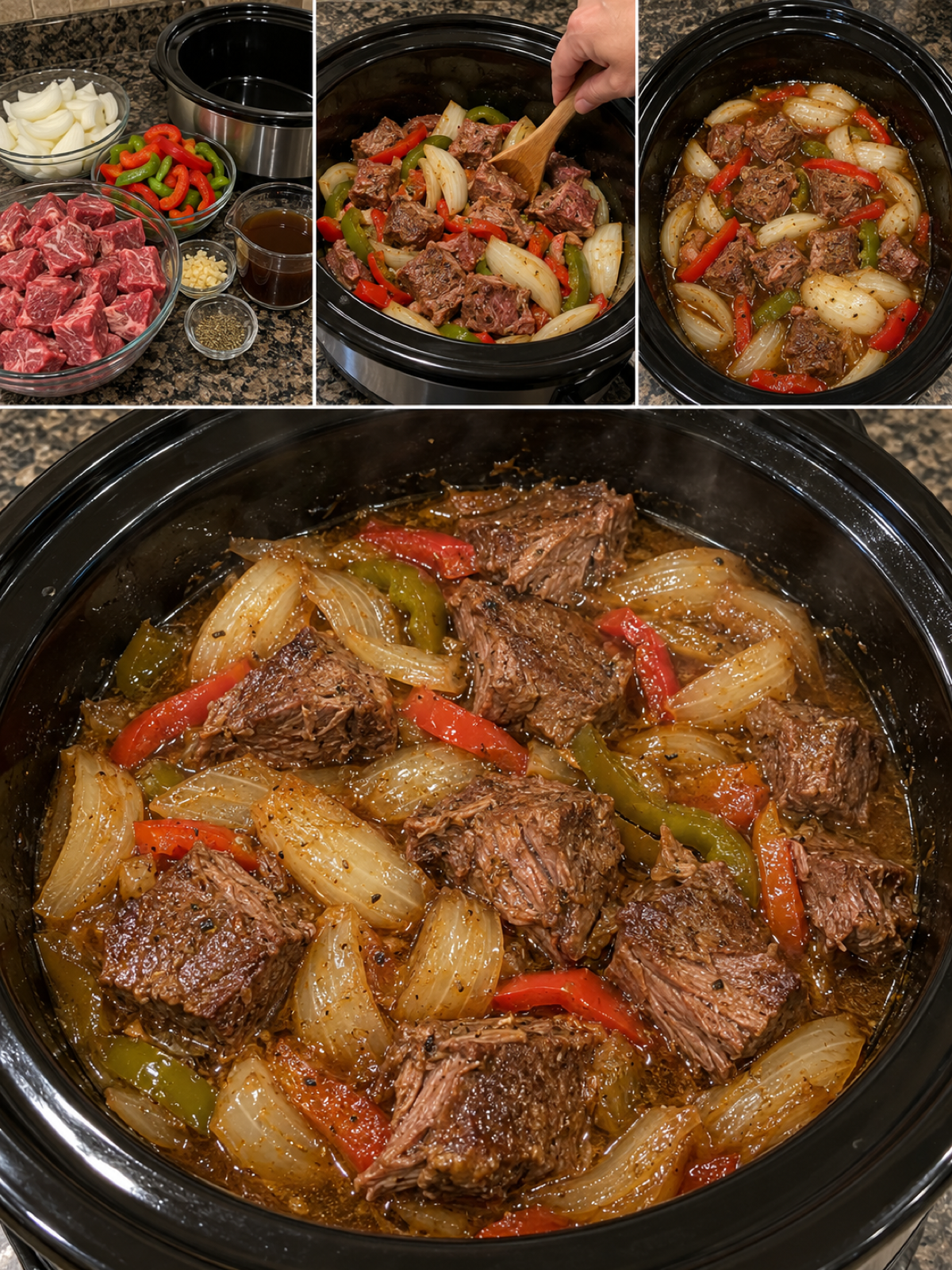 Easy Beef and Peppers in a Crock Pot Recipe for Dinner