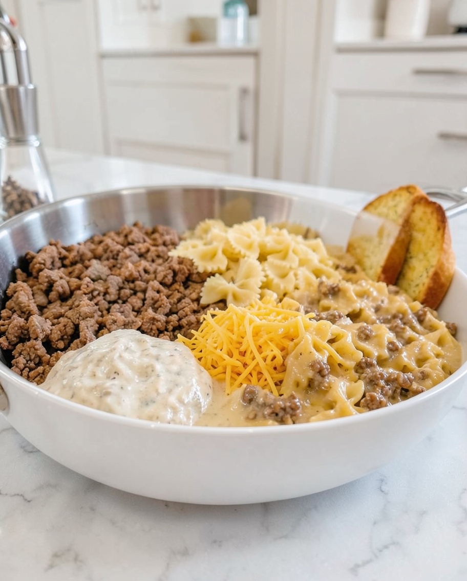 Creamy Cheesy Beef Bowtie Pasta: Quick & Comforting Dinner