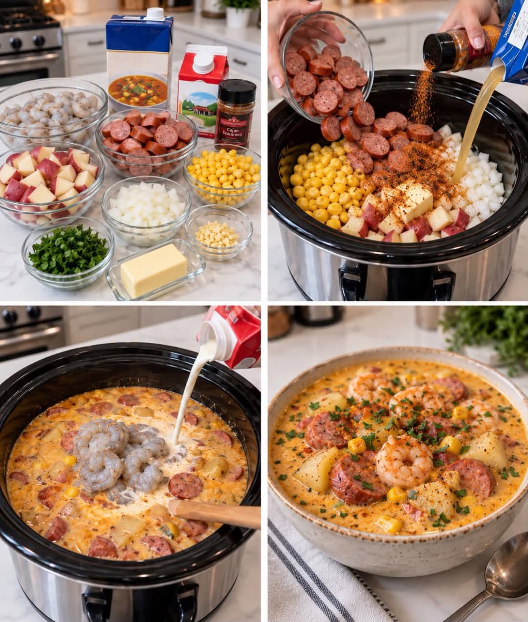 Easy Cajun Shrimp & Sausage Potato Soup Recipe