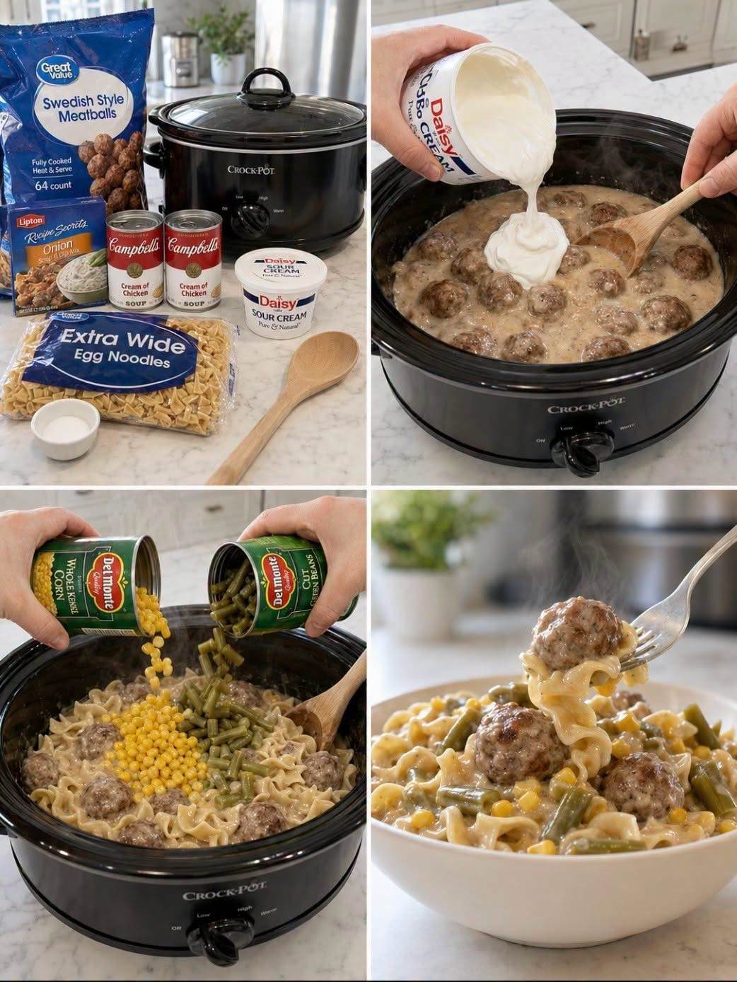 Easy Slow Cooker Swedish Meatball Casserole Recipe