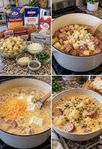 Best Ever Smoked Sausage Potato Cheddar Soup Recipe