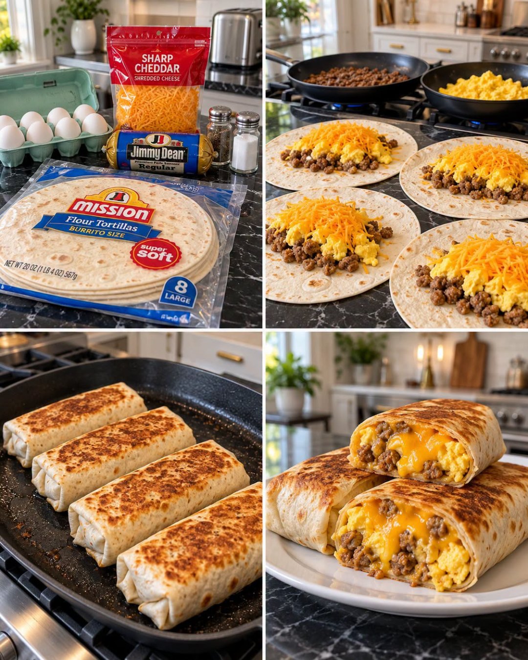 Easy Sausage, Egg & Cheese Breakfast Roll-Ups Recipe
