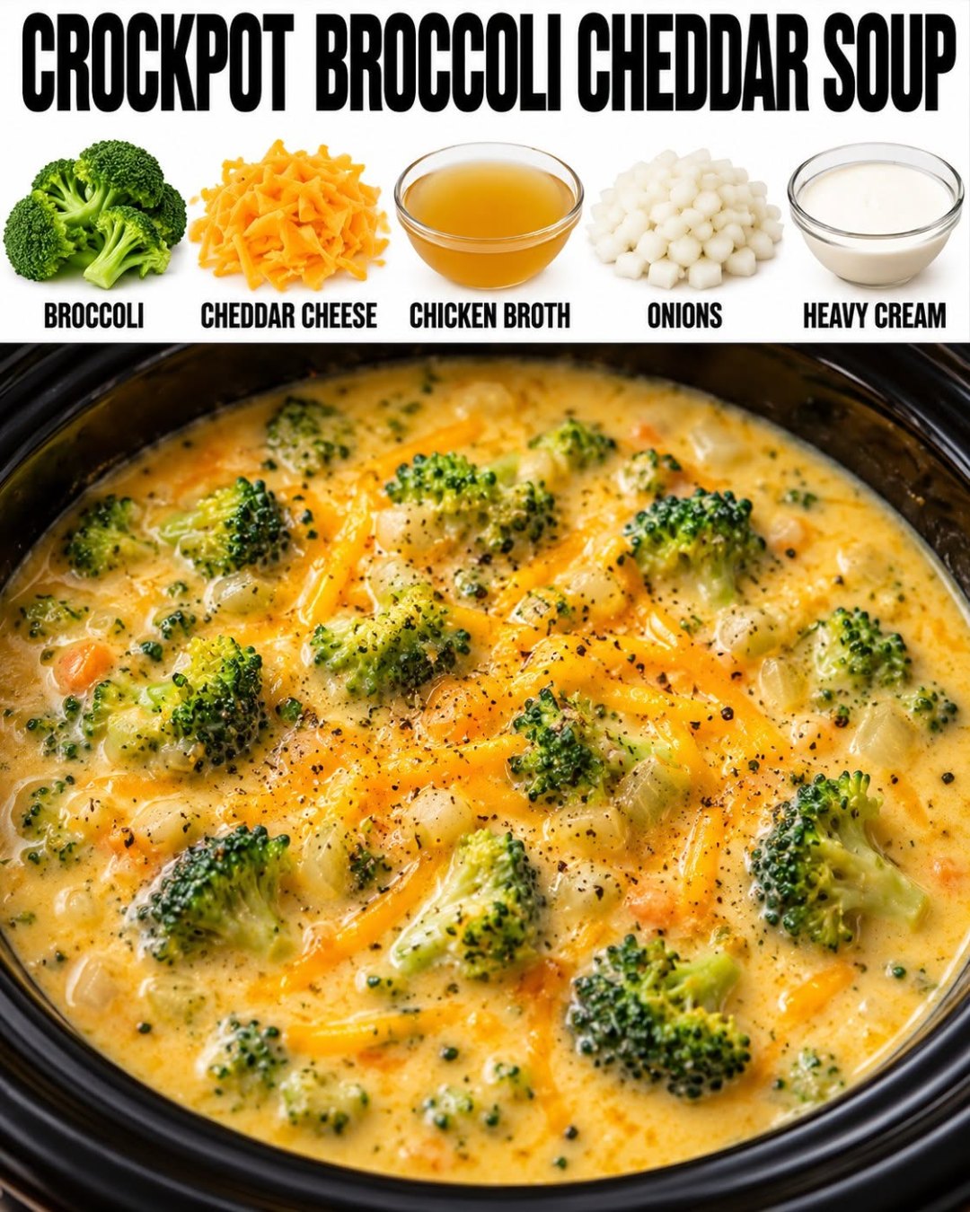 Easy Crockpot Broccoli Cheddar Soup Recipe for Dinner