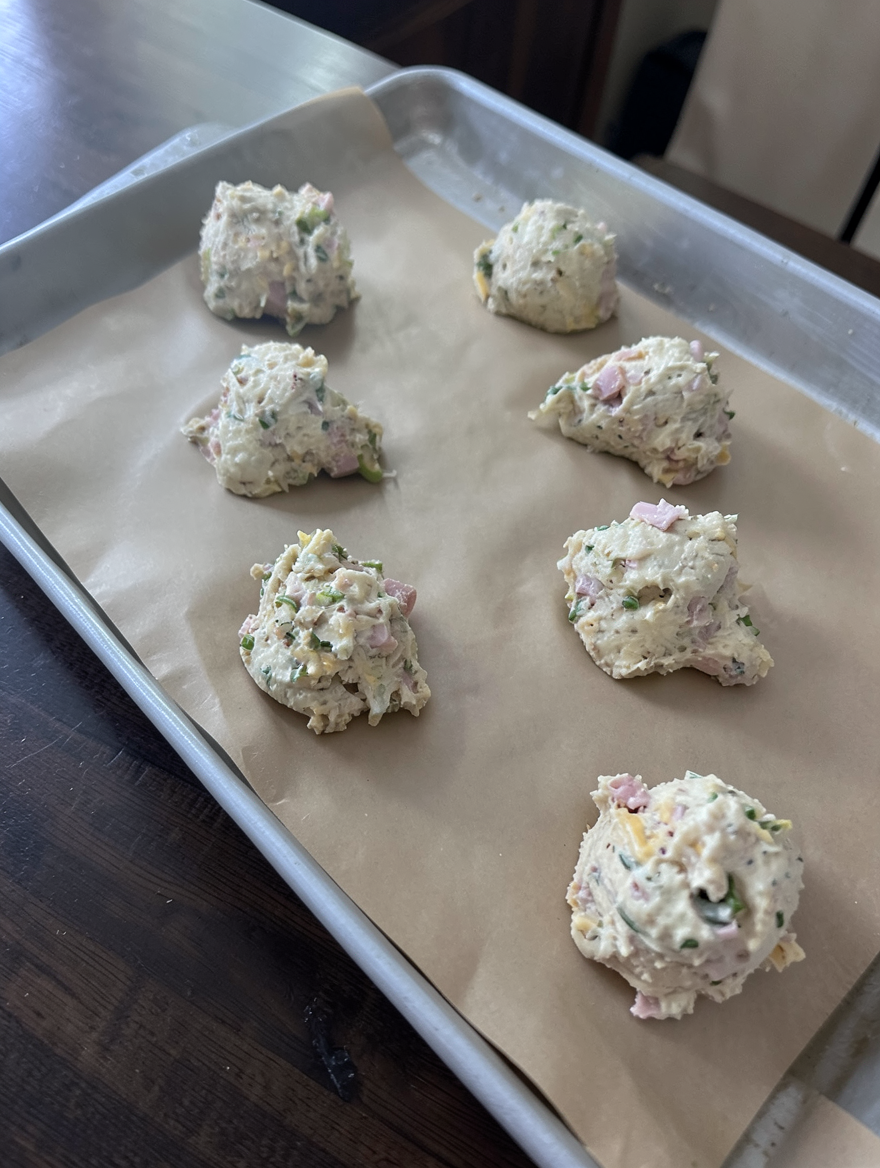 Quick Savory Breakfast Scones with Cheese and Ham