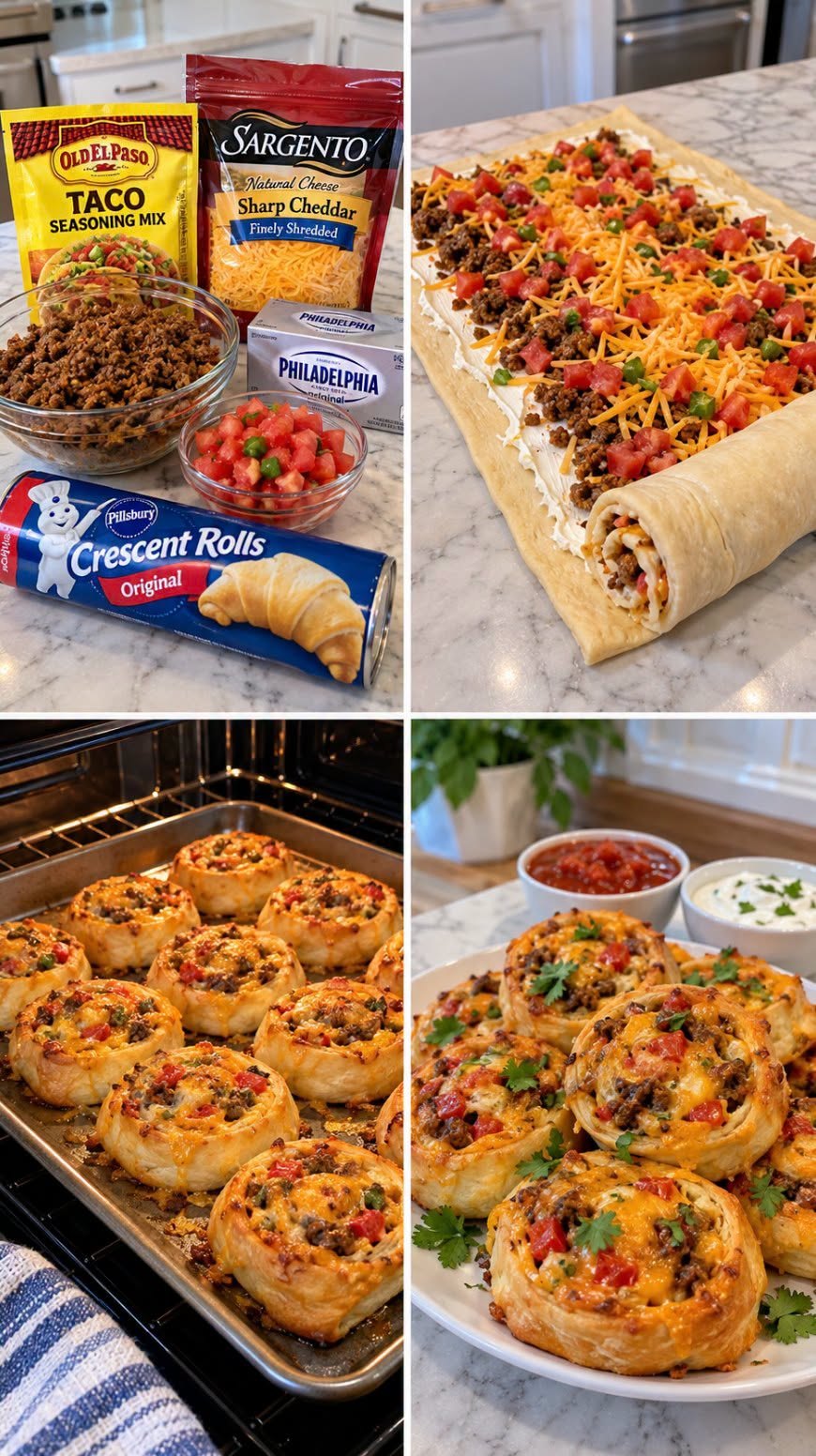 Easy Cheesy Taco Crescent Roll Pinwheels Recipe