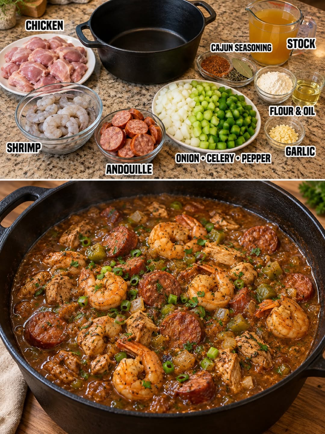 The Best Louisiana Chicken, Shrimp & Sausage Gumbo Recipe