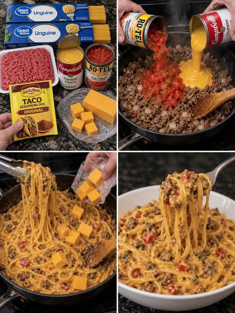 Easy Taco Beef Linguine: A Creamy, Cheesy Delight