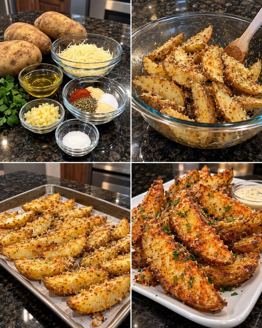 Easy Crispy Parmesan Potato Wedges - Best Dinner Recipe