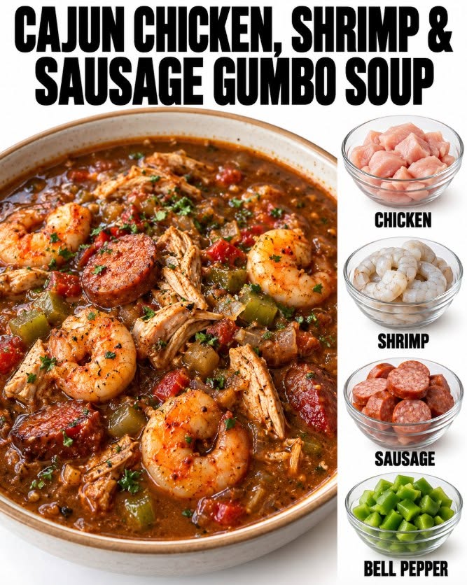 The Best Cajun Chicken, Shrimp & Sausage Gumbo Soup Recipe