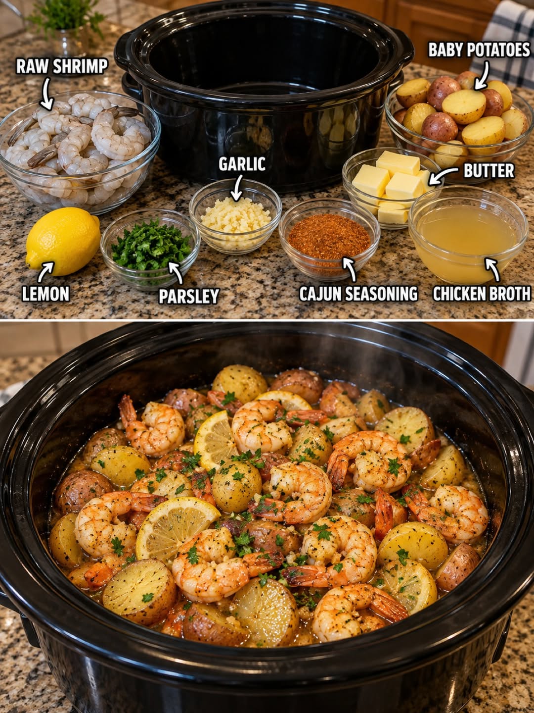 Easy Crockpot Garlic Butter Shrimp & Potatoes Recipe