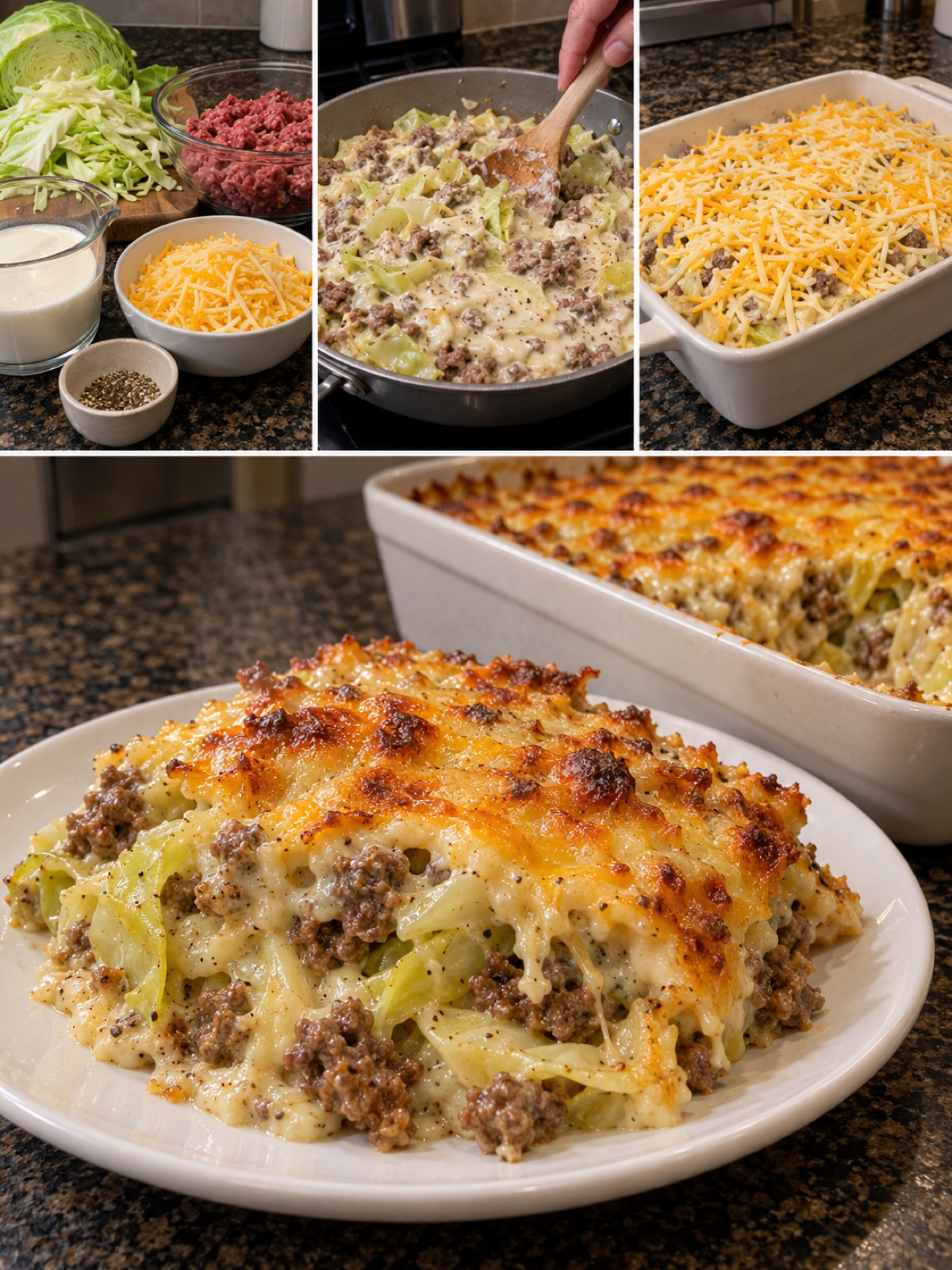 Easy Creamed Cabbage and Ground Beef Casserole Recipe