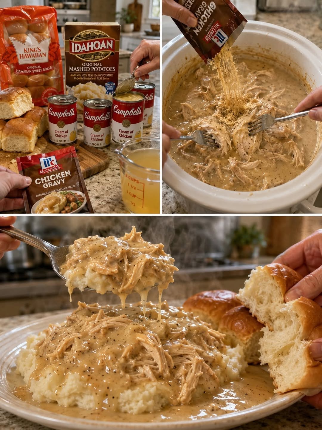 Easy Chicken & Country Gravy Over Creamy Mashed Potatoes