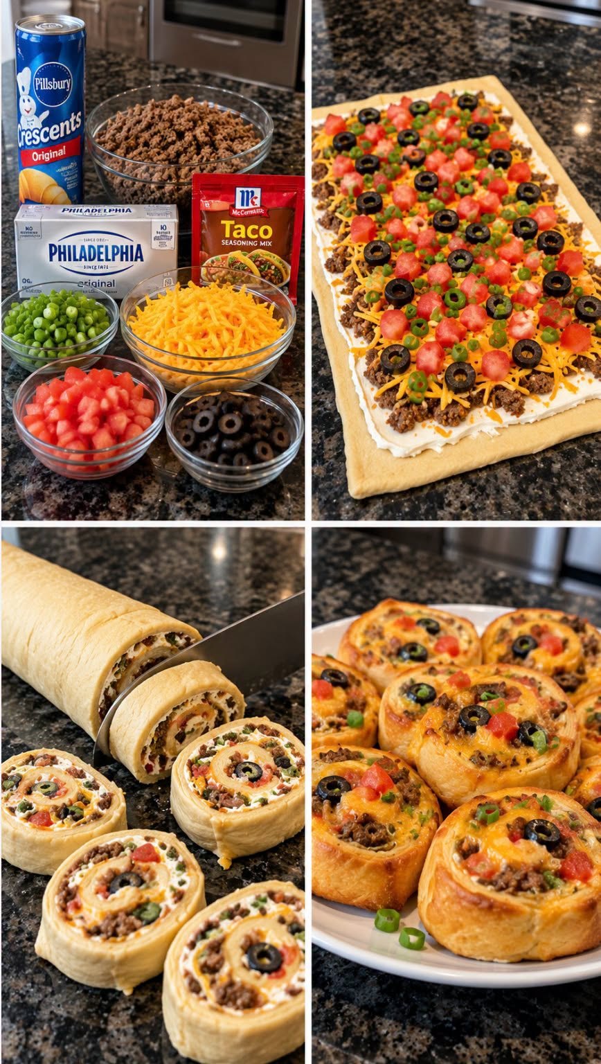 Easy Cheesy Taco Crescent Roll Pinwheels Recipe