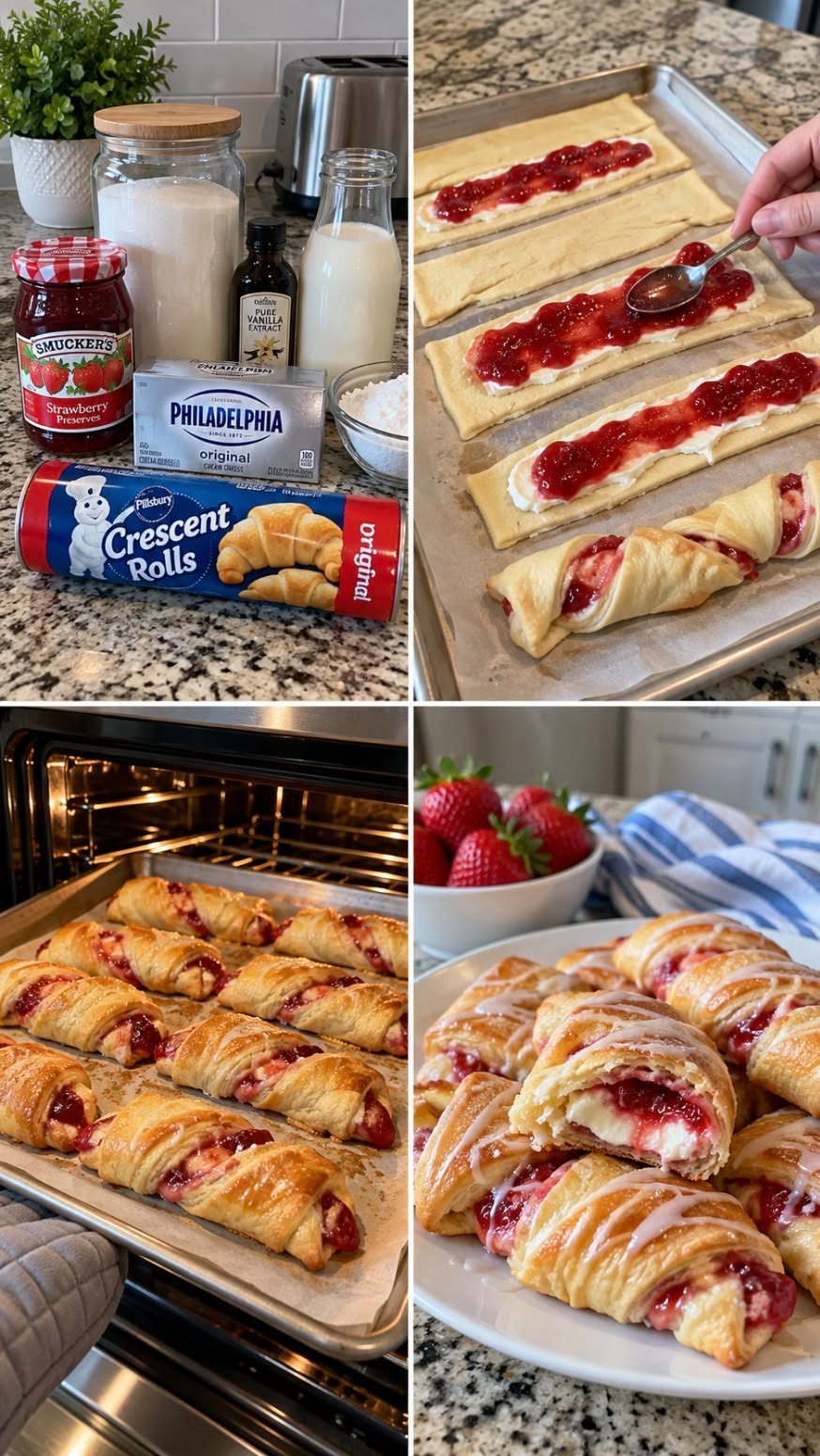 Easy Strawberry Cream Cheese Crescent Roll Pastries Recipe