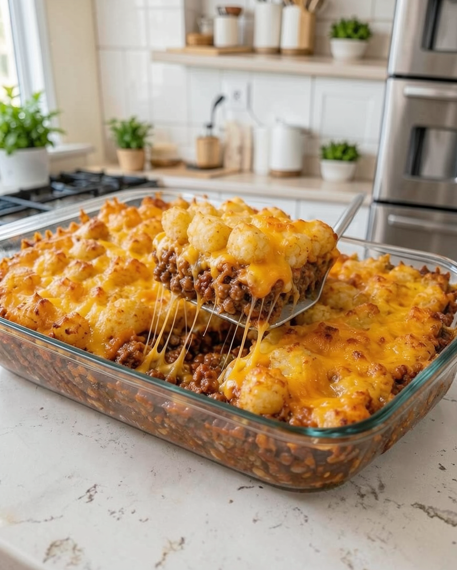 Easy Sloppy Joe Tater Tot Bake Casserole Recipe