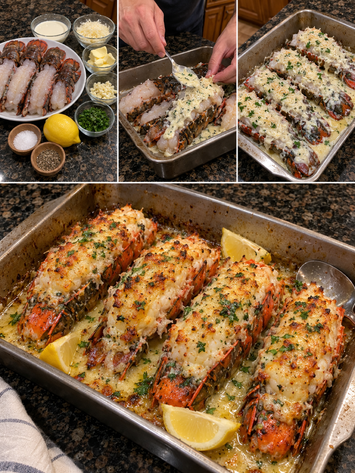 Easy Creamy Garlic Parmesan Baked Lobster Tails Recipe