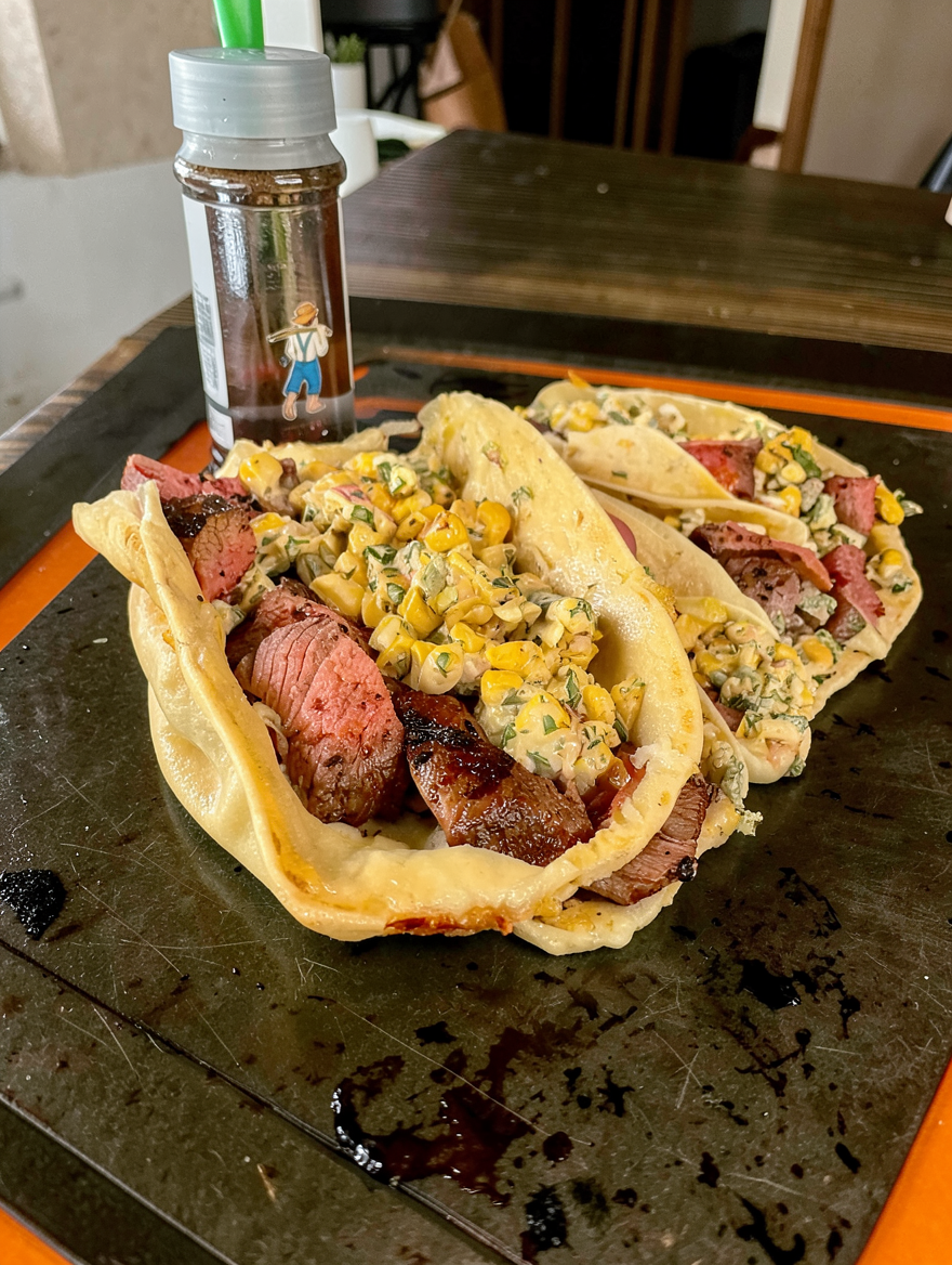 Easy Steak Tacos with Creamy Corn Salsa Recipe