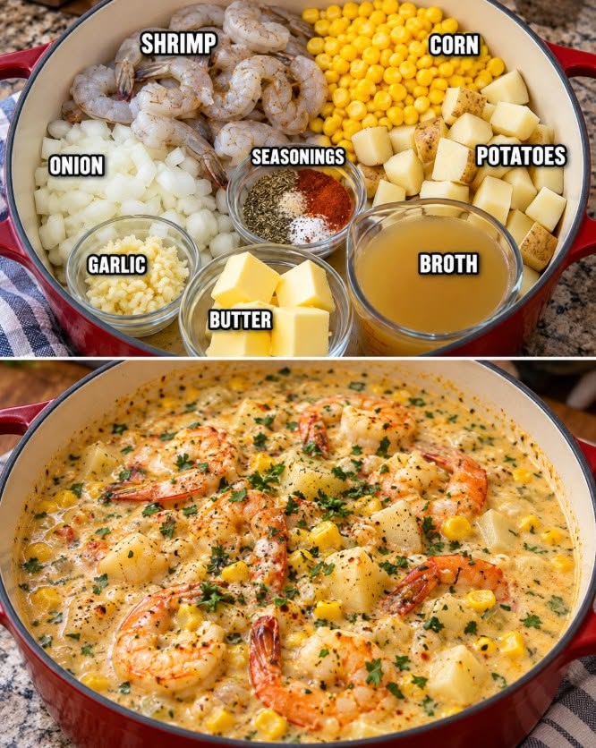Creamy Garlic Butter Shrimp & Corn Chowder Recipe