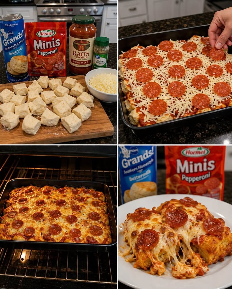 Easy Cheesy Pepperoni Biscuit Pizza Bake Recipe
