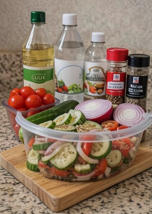 Easy Marinated Cucumber, Onion, and Tomato Salad Recipe