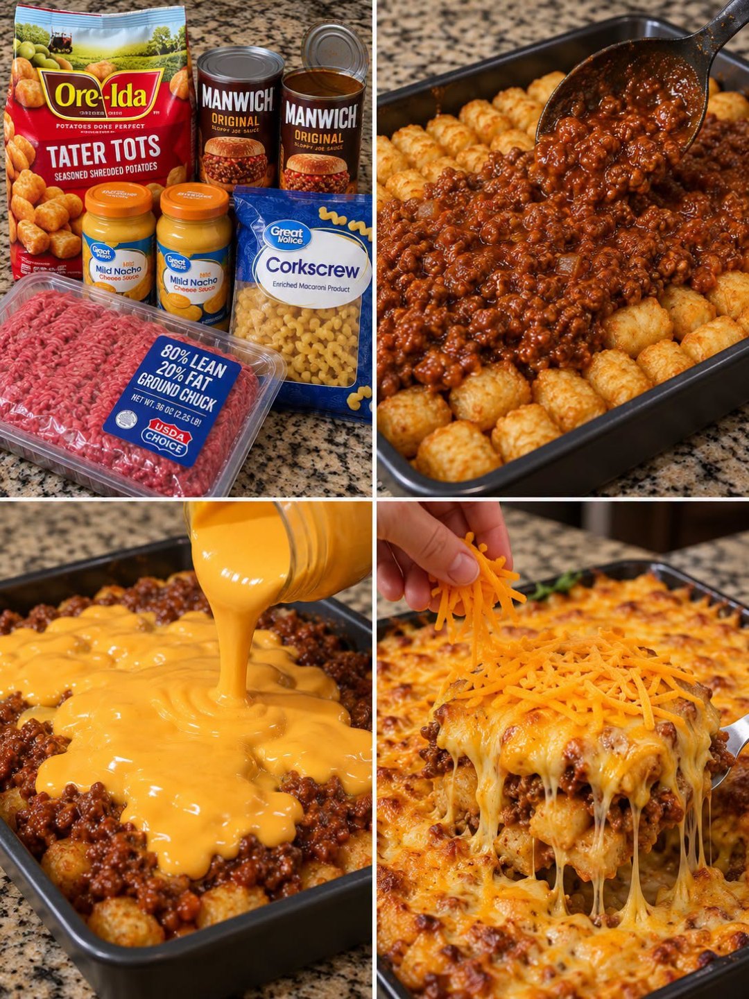 Easy Cheesy Sloppy Joe Tater Tot Casserole Recipe