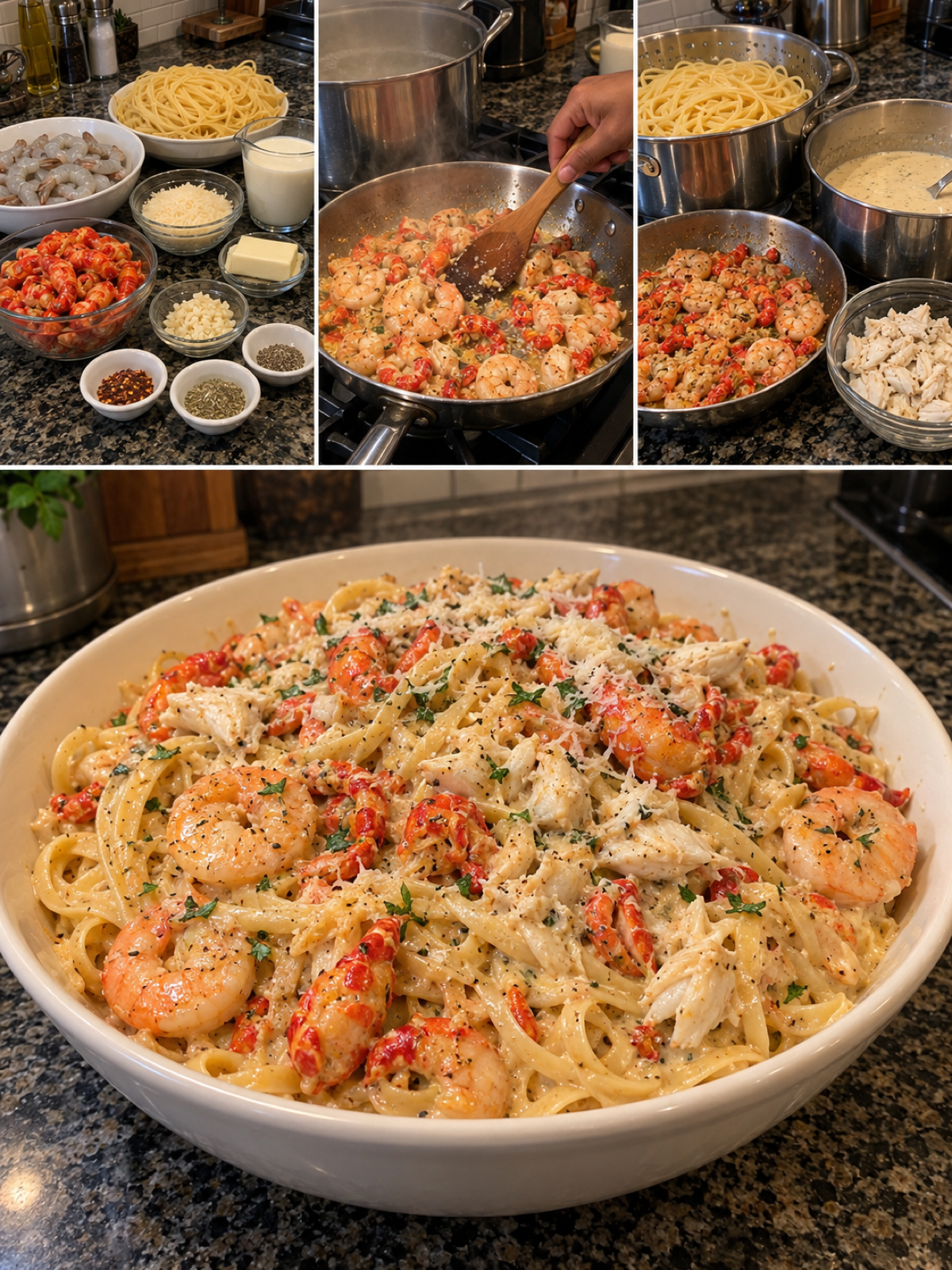 Easy Seafood Pasta with Crawfish, Crab, and Shrimp Recipe