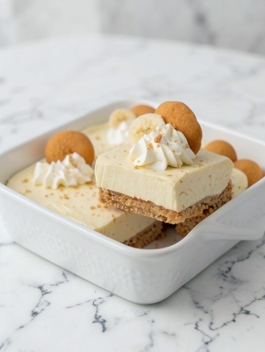 Easy No-Bake Banana Pudding Cheesecake Bars Recipe
