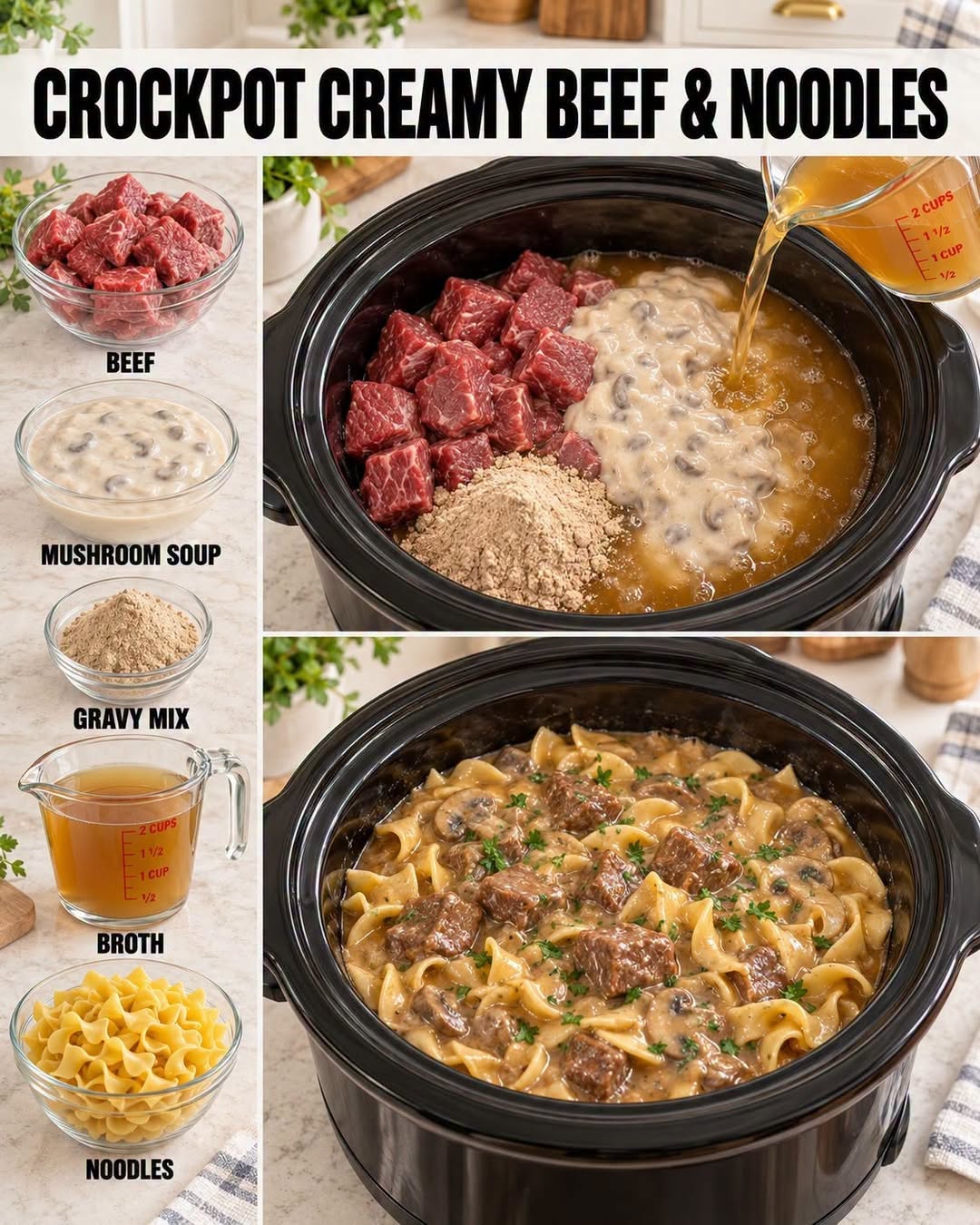 Easy Crockpot Creamy Beef & Noodles for Comforting Dinners