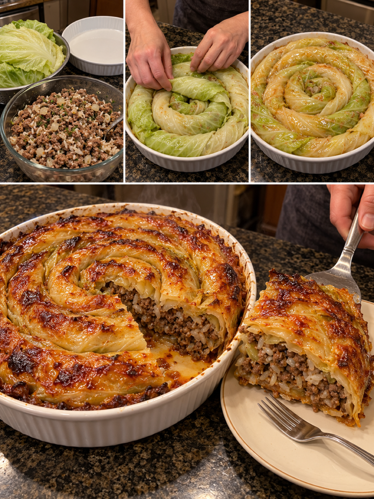 Easy Stuffed Cabbage Spiral Pie – A Savory Dinner Delight