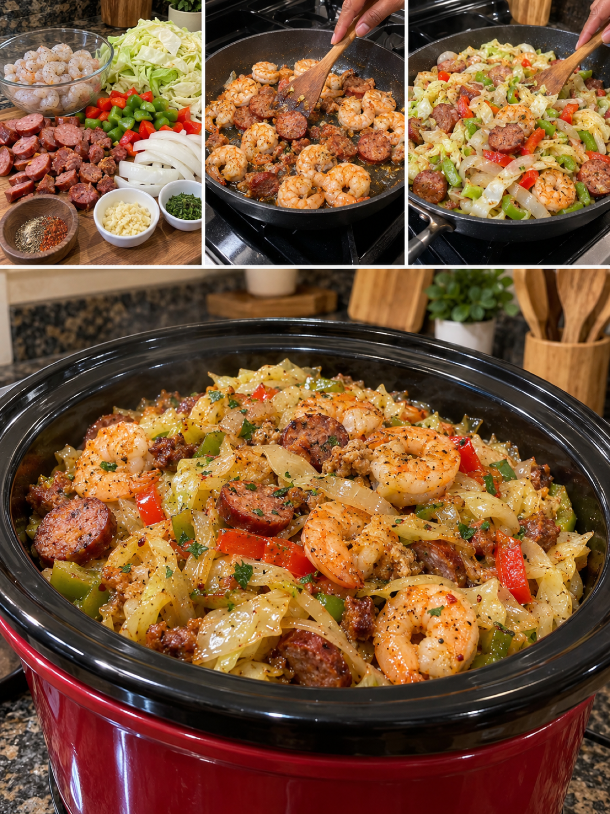 Easy Fried Cabbage with Shrimp and Sausage Recipe