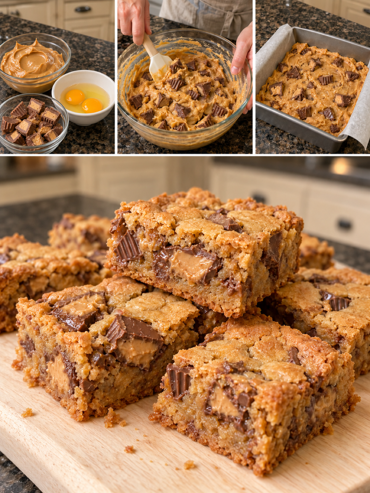 Easy 3-Ingredient Reese's Peanut Butter Cookie Bars