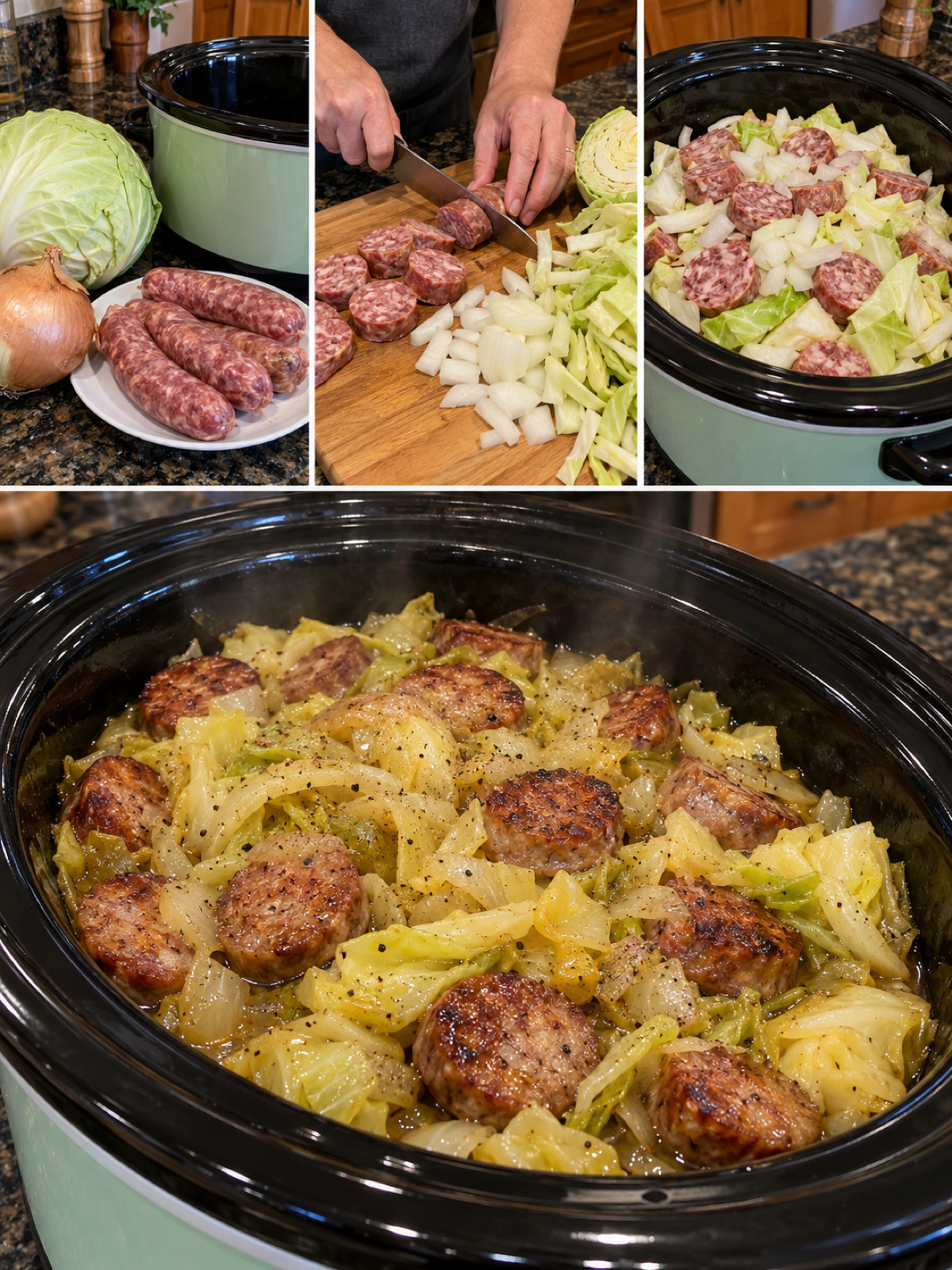 Easy Slow Cooker Beef Sausage and Cabbage Recipe
