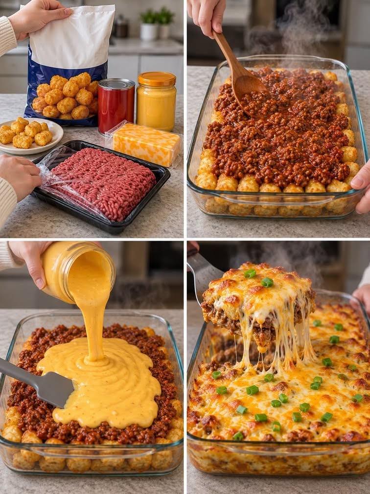 Easy Sloppy Joe Tater Tot Bake Casserole Recipe