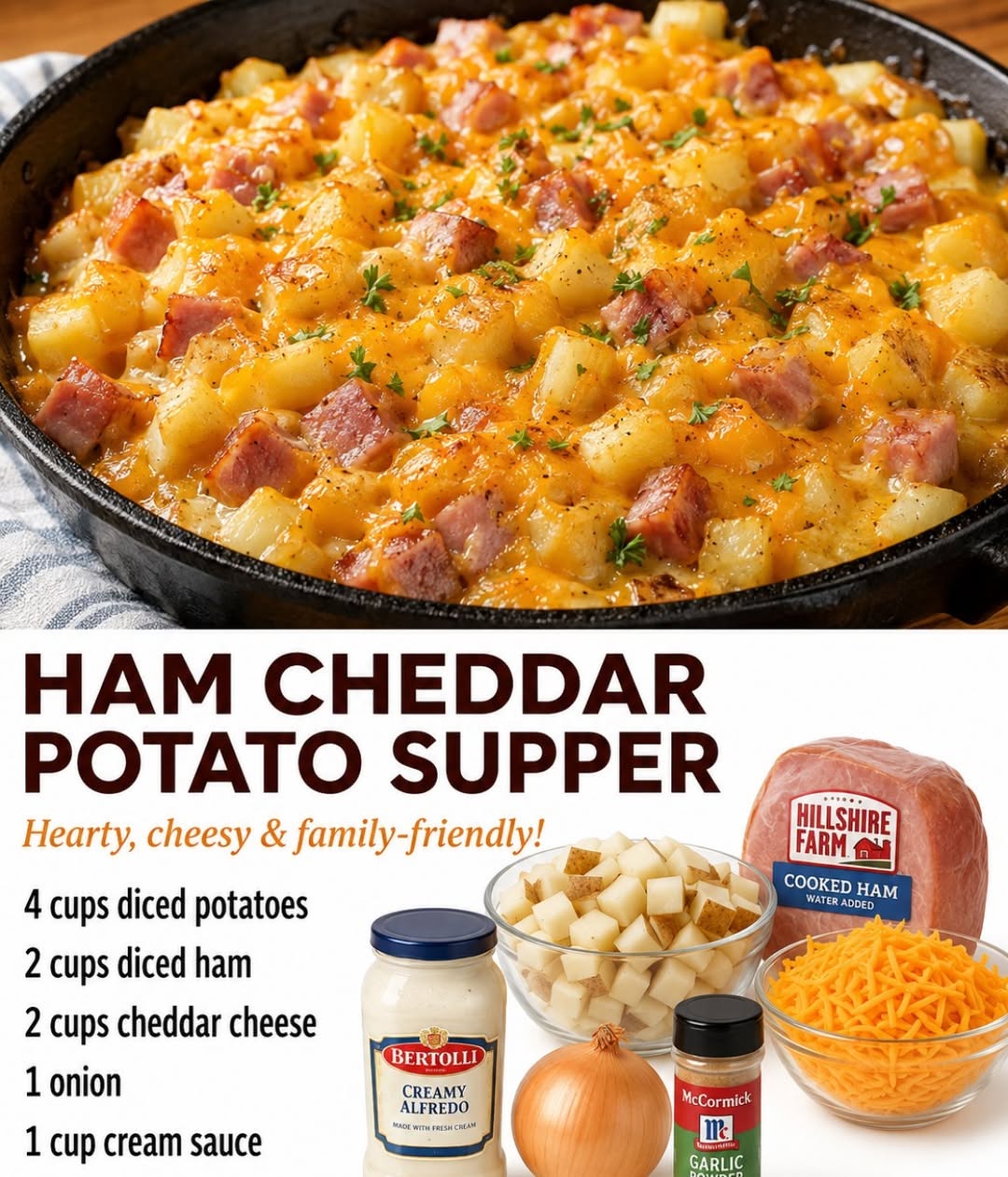 Easy Ham Cheddar Potato Casserole for Family Dinner