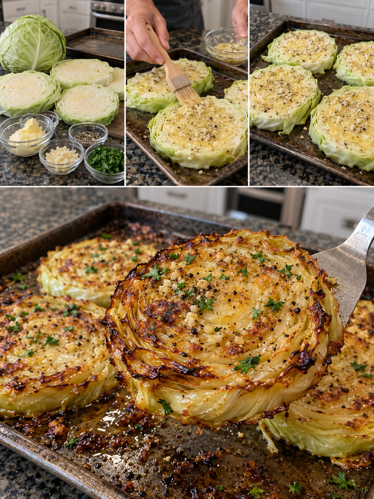 Easy Garlic Butter Cabbage Steaks - Delicious Roasted Recipe