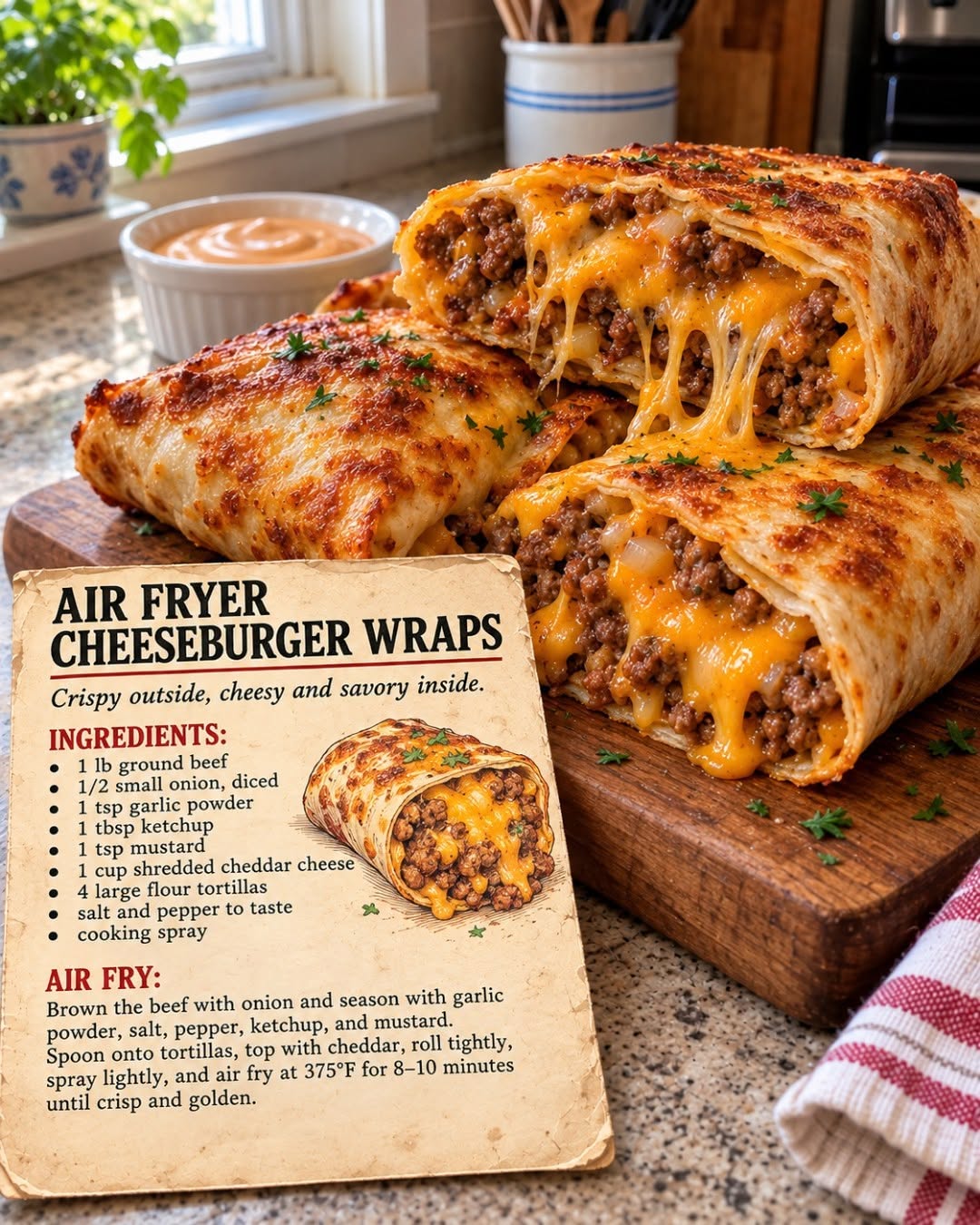Crispy Air Fryer Cheeseburger Wraps: Quick & Delicious Dinner