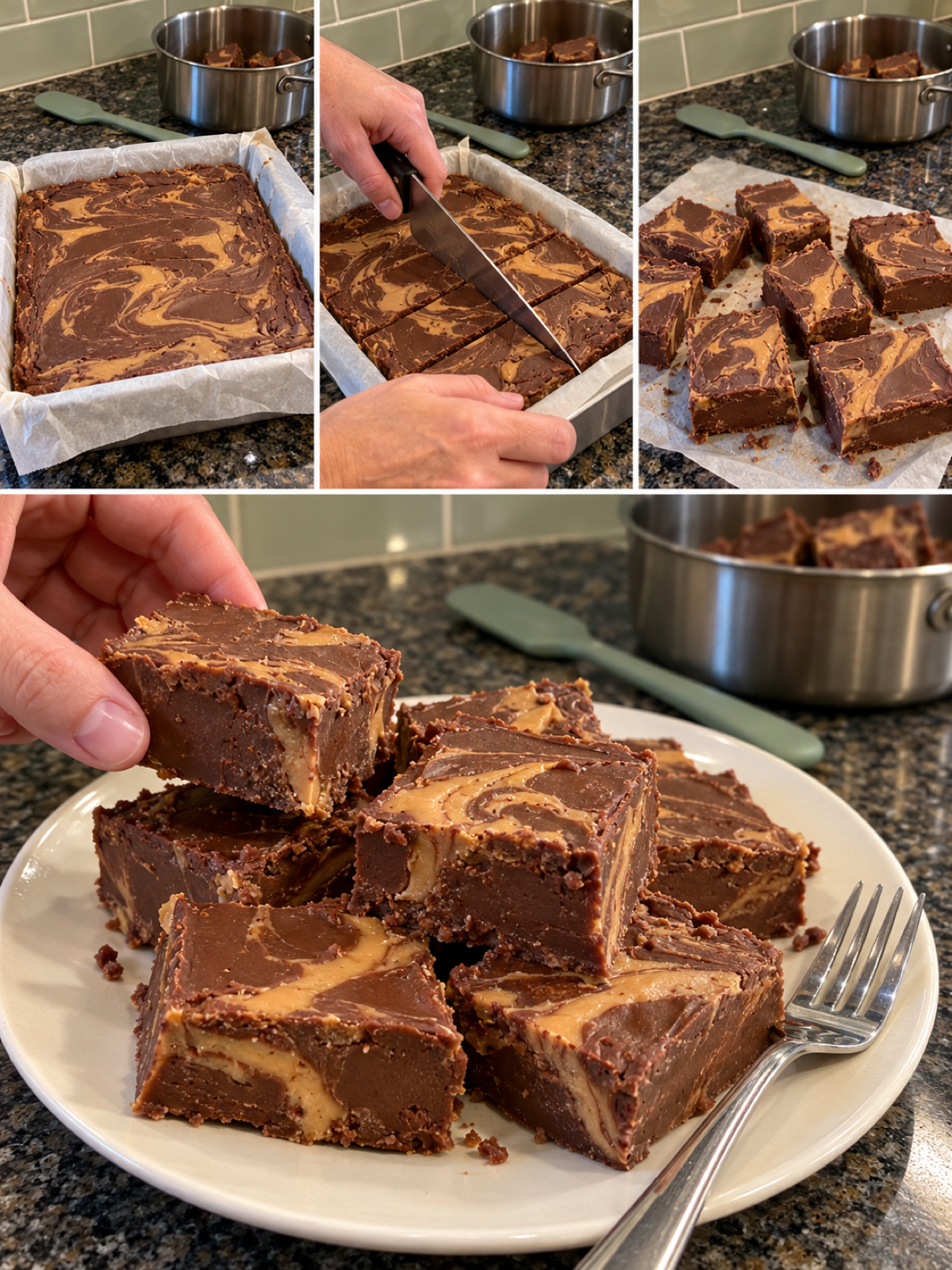 Easy Chocolate Peanut Butter Fudge Slices Recipe