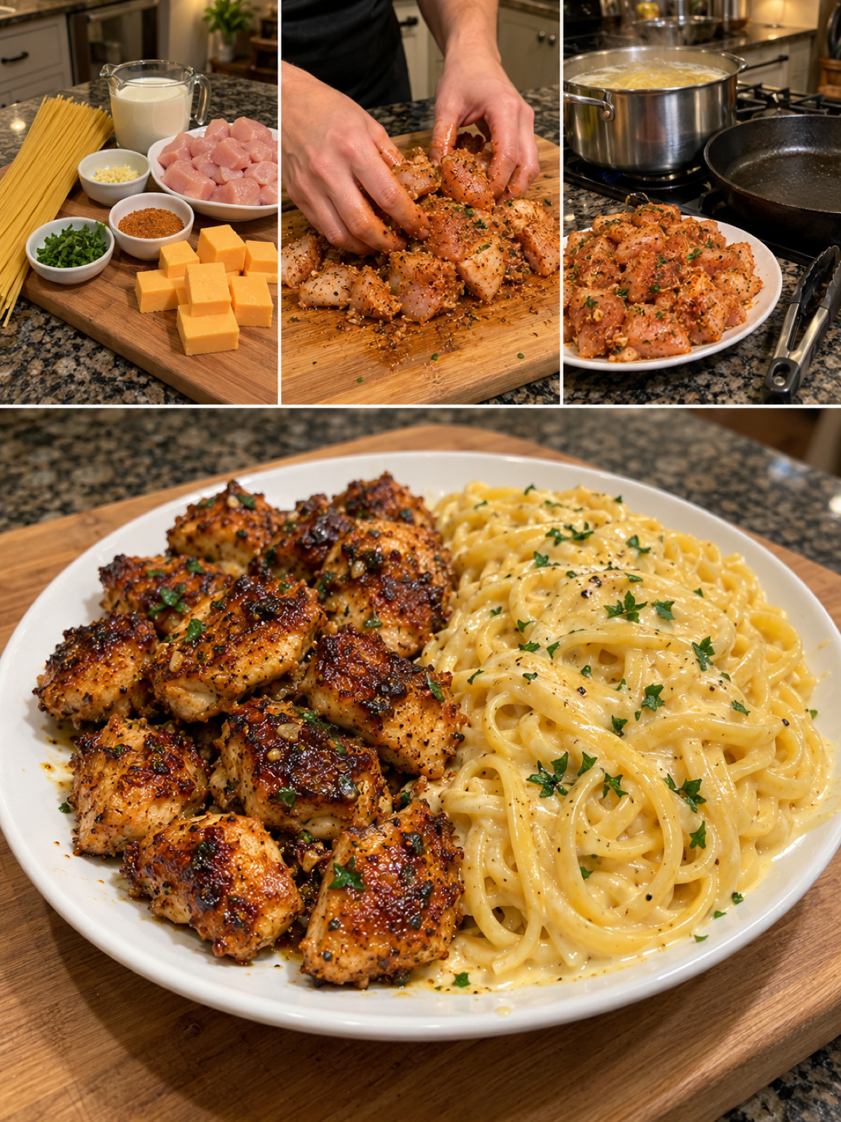 Easy Creamy Velveeta Alfredo Linguine with Cajun Chicken