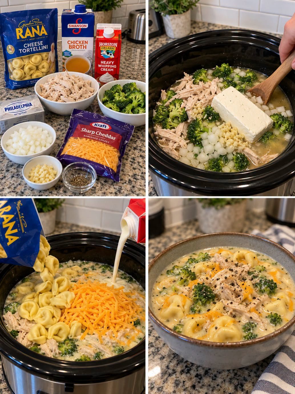 Easy Creamy Chicken Tortellini Broccoli Soup Recipe