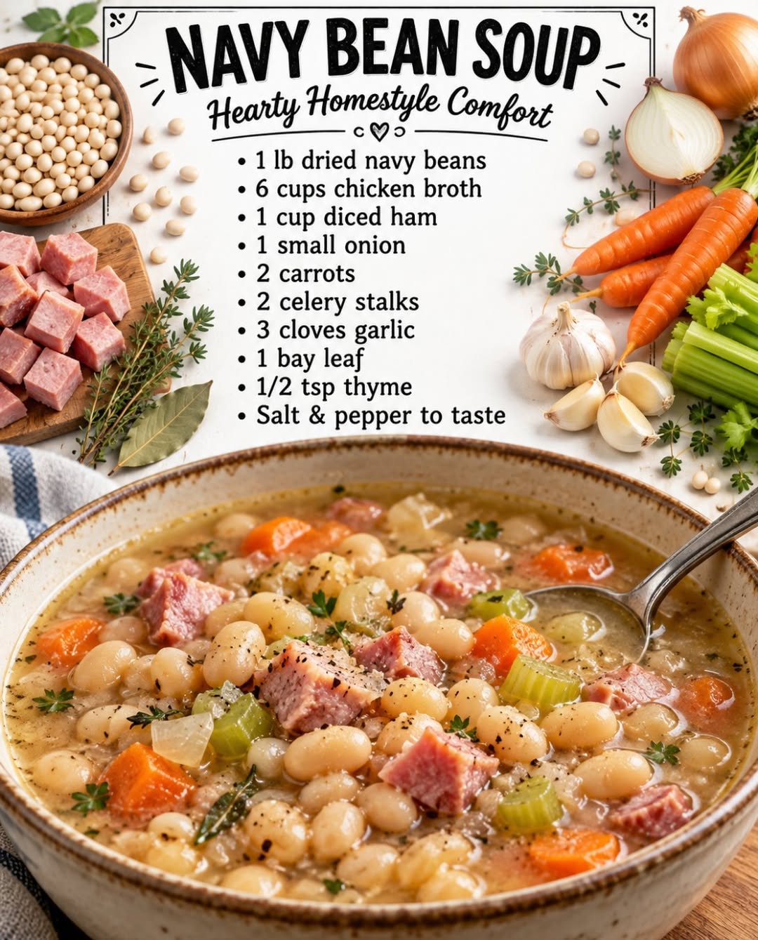 Best Ever Hearty Navy Bean Soup for Comforting Dinner