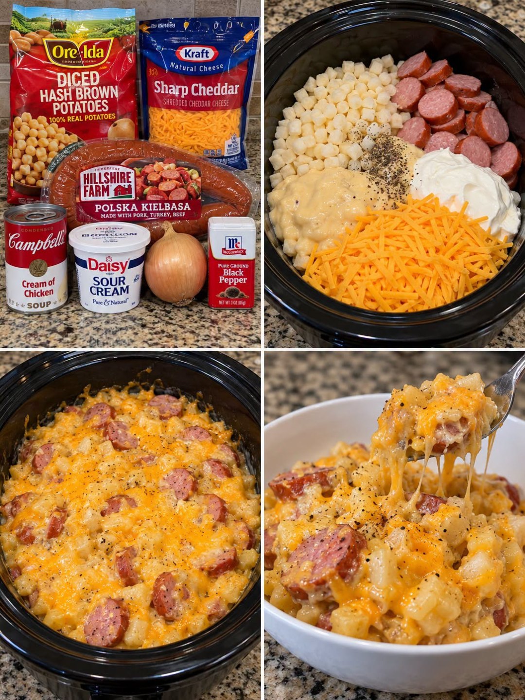 Easy Crockpot Kielbasa & Hash Brown Casserole Recipe